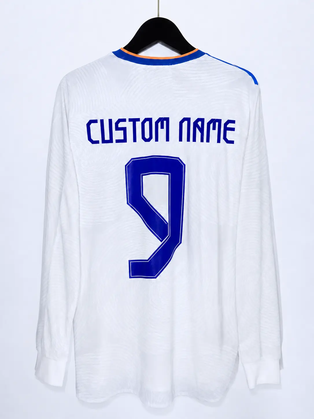 Real Madrid Home Kit 1986  Size Large Measurement Excellent Condition IDR.Custom Name & Number White Soccer Jersey – Long Sleeve Unisex Football Shirt with Royal Blue Trim