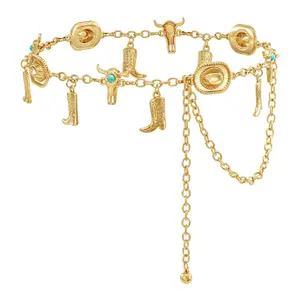XZQTIVE Western Concho Belt for Women Silvery Golden Chain Belt Cowgirl Belt for Dresses Jeans Country Concert Outfit, Music Party