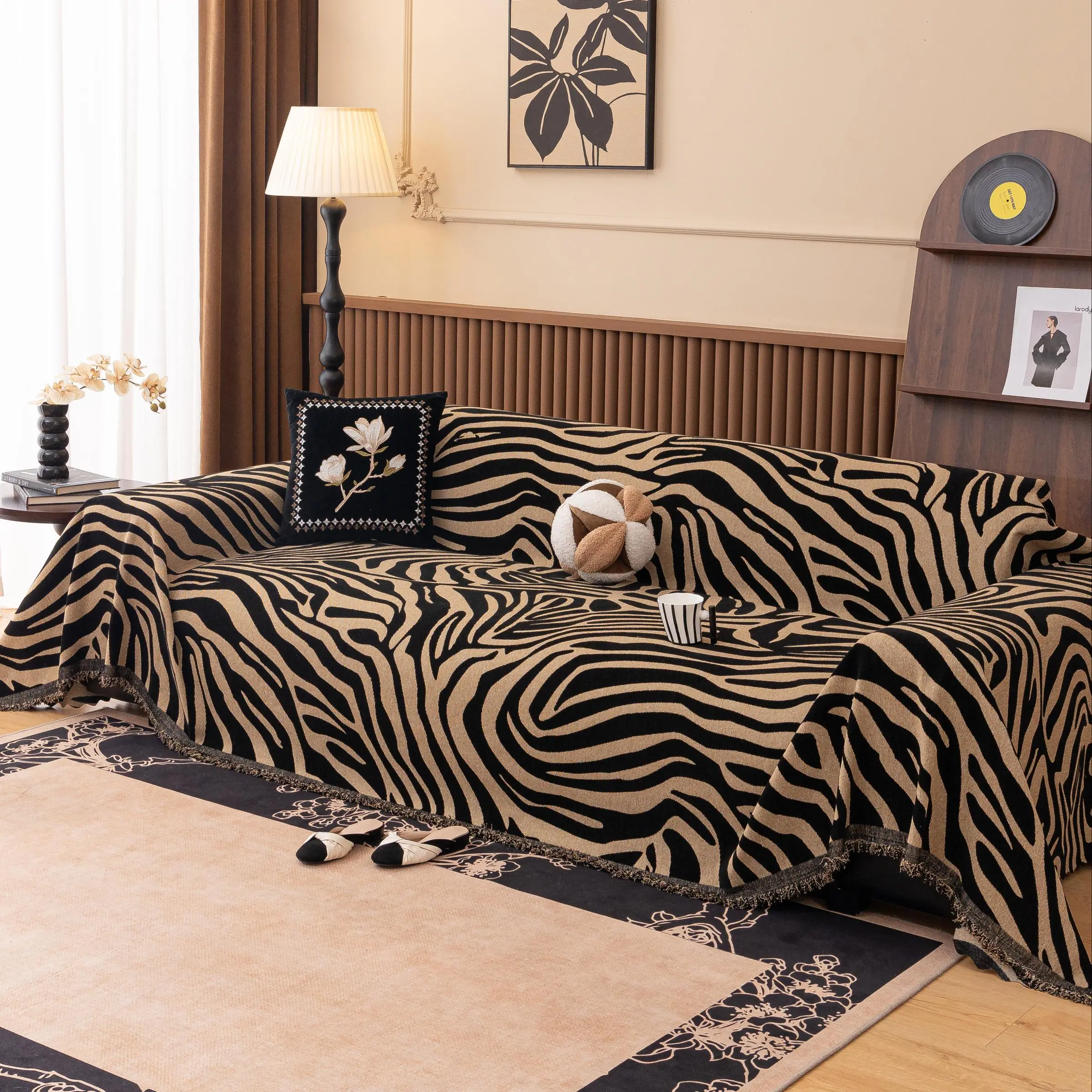 Animal Pattern Sofa Cover, 1 Count Non-slip Sofa Slipcover, Soft Comfortable Decorative Sofa Cover for Home Living Room, Home Decor, Sofa Couch Covers