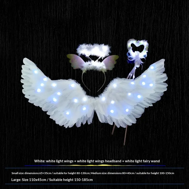 White Wings + Headband + Fairy Wand/White Light