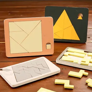 Impossible Puzzle Brain Teaser Wooden Puzzle Set Tangram Logic Game IQ Challenge Toy for Adults and Kids