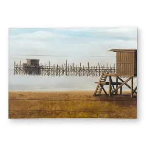 Begin Home Decor C1ROAR57BWBRSR 5 x 7 ft. Lifeguard Tower Outdoor Area Rug - Marine Blue Beach Decor - Rectangle