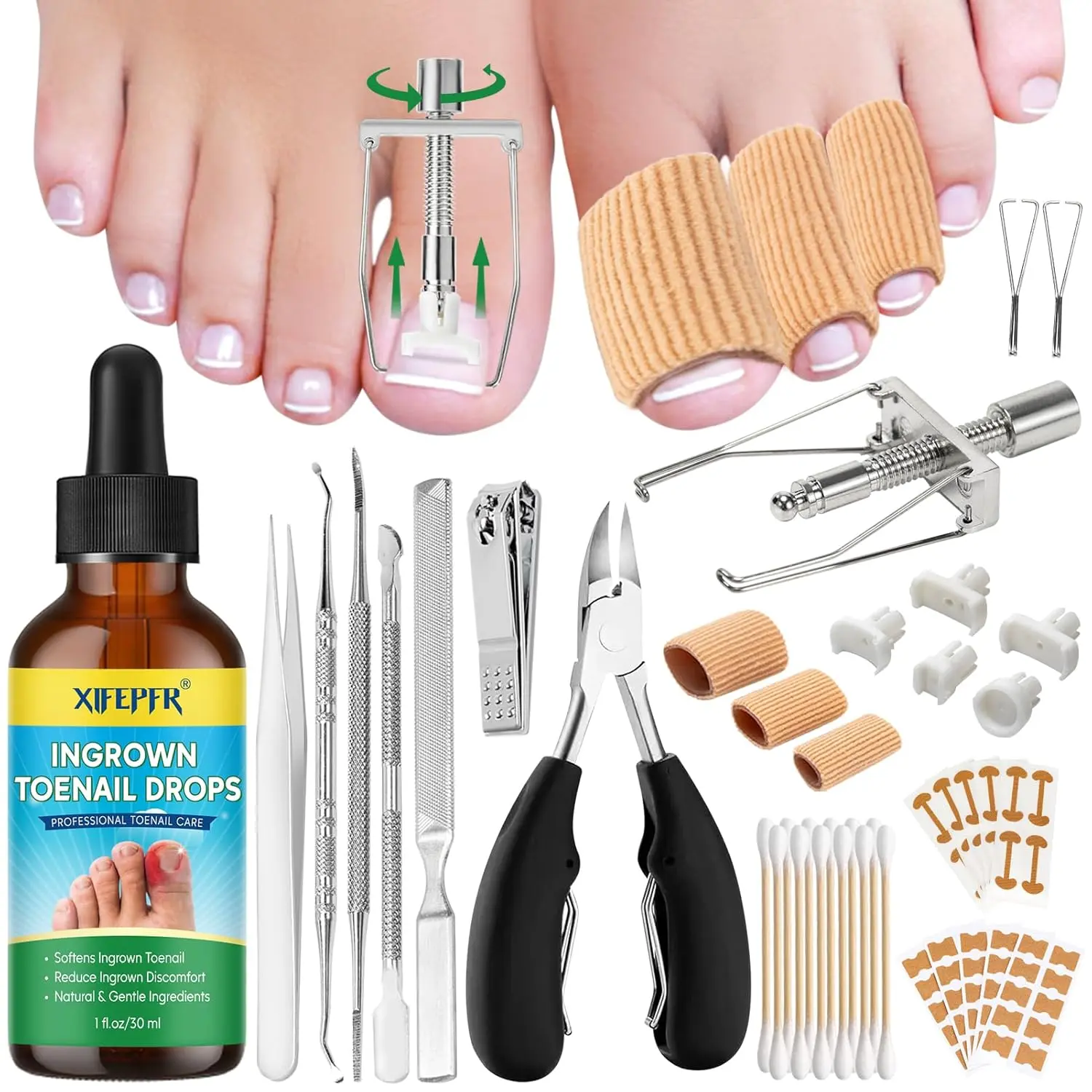 XIFEPFR 20-Piece Professional Nail Clipper Set– Thick Nail Clipper, Ingrown Toenail Lifter & Nail File | Heavy-Duty Pedicure Kit for Thick & Ingrown Nails, Stainless Steel Grooming Tools for Home or Travel  for Thick Nails Pain Relief Care