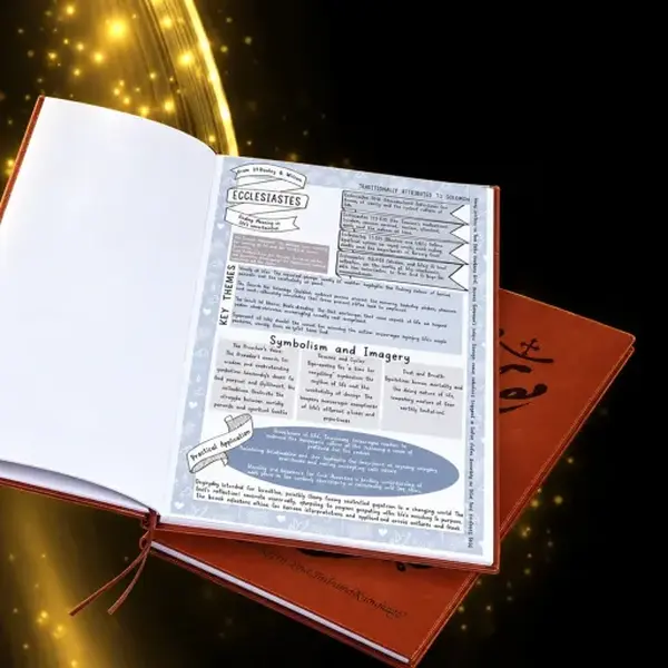 Faux Leather Bible Study Journal - 66-Page Structured Scripture Writing Notebook with Guided Reading, Book Summaries, Key Themes, Reflection Prompts, Christian Office Stationery Gift for Beginners