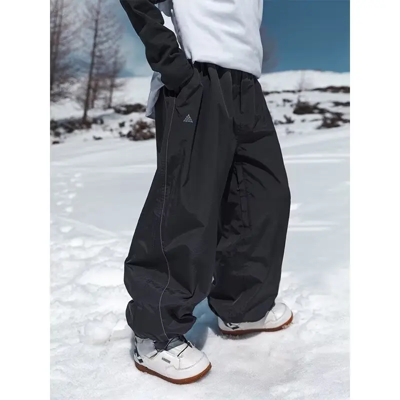 LittleFishOutdoor sweatpants sweatpants for men baggy sweatpants essential sweatpants Japanese-style retro functional waterproof work pants for men, spring and autumn trendy loose straight-leg wide-leg casual long pants, ski pants Ski Pants