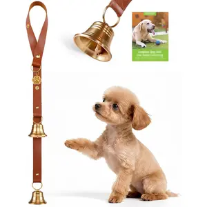 Leather Dog Door Bells for Potty Training Big Brass Puppy Dog Door Bells Extra Loud for Dogs Training Housebreaking Door Knob Dog Bell to Ring to Go Outside Puppy Pet Supplies Leather