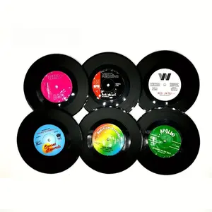 1PC Coasters for Drinks with Gift Box - Set of 6 Colorful Retro Vinyl Record Disk Coasters with Funny Labels-Prevent Furniture from Dirty and Scratched-4.2 Inch