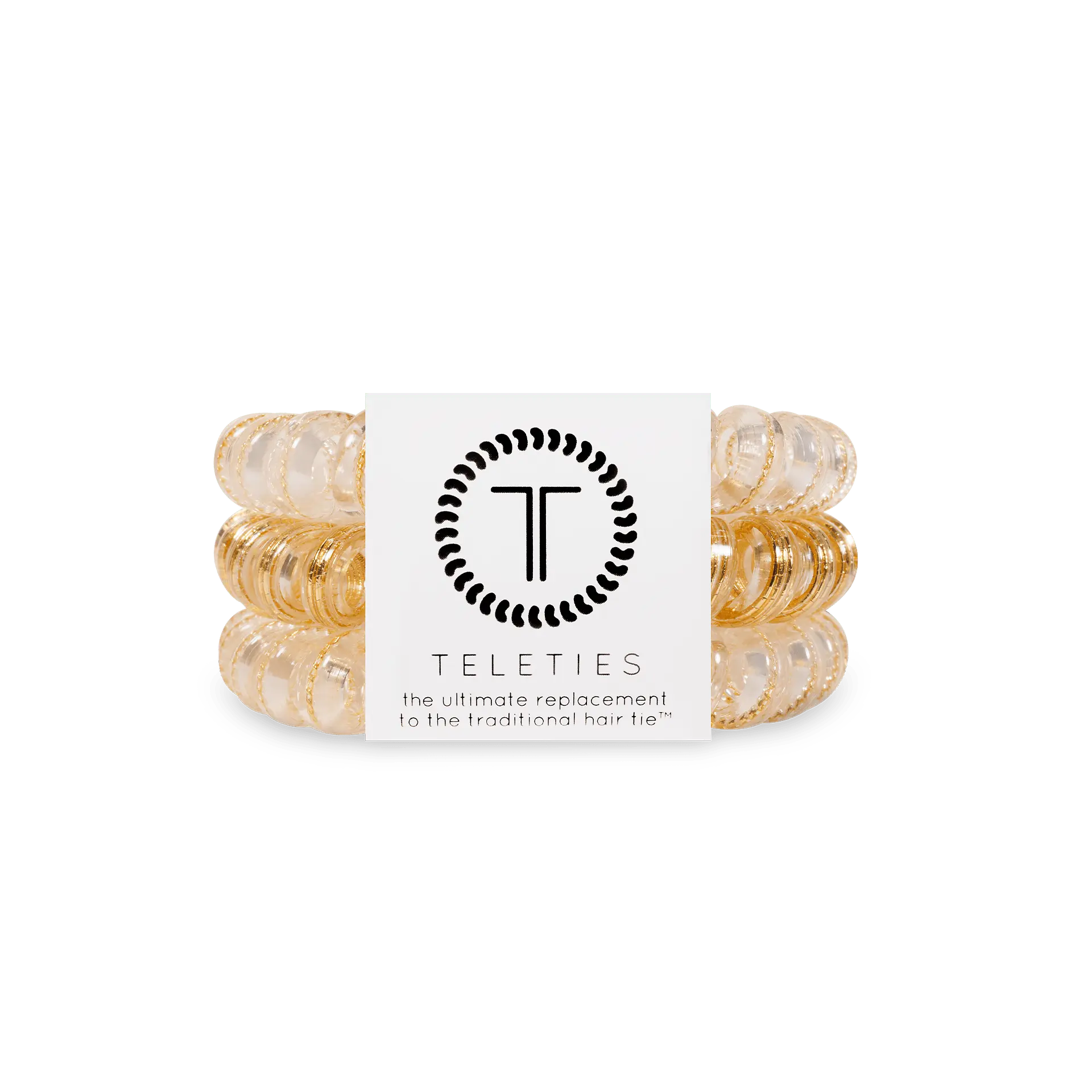 TELETIES - Luxury Living - Large Gold Hair Ties - Pack of Three - Strong Grip