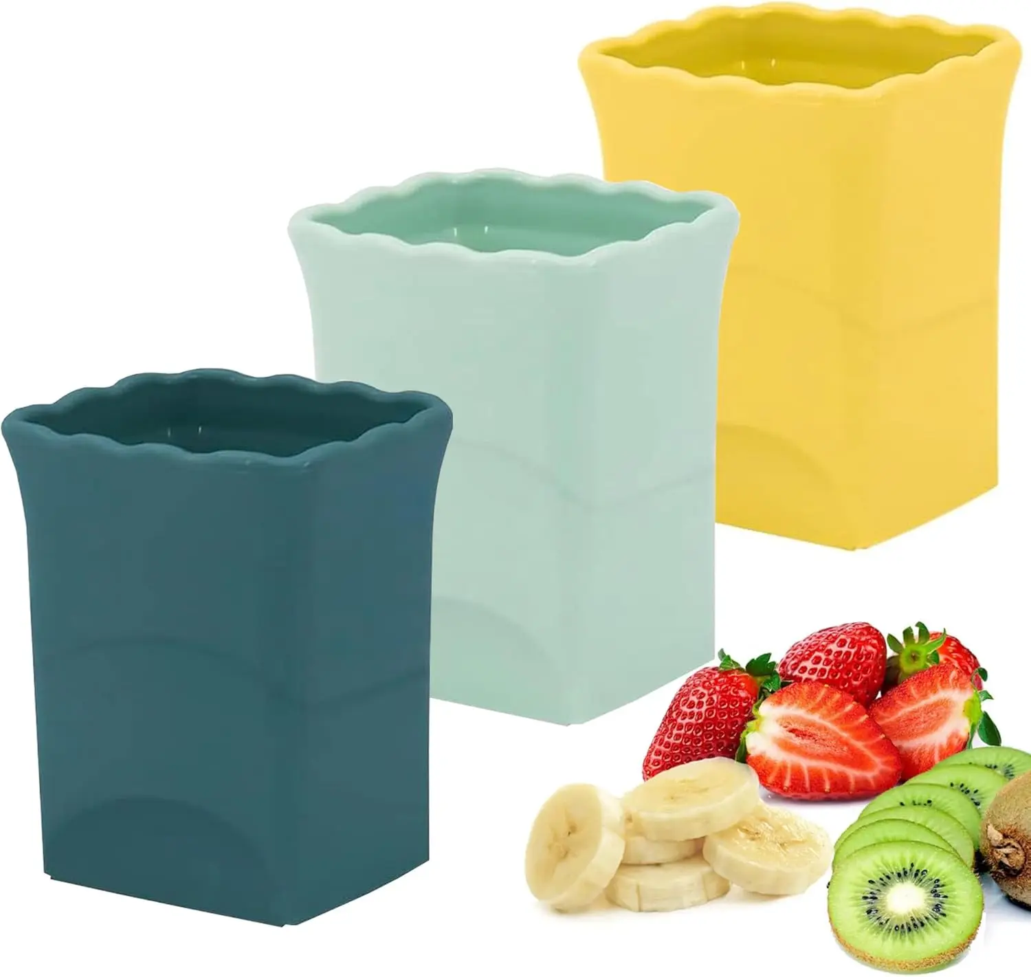 3Pcs Strawberry Slicer Cup：Fruit Slicer Cup for Strawberry Egg Banana Mushroom Cucumber Kiwi and Veggie Salad Speed Cutter the Kitchen Portable Slicing Tool