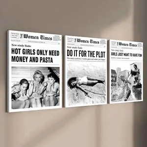 3-Piece Canvas Prints, Women's Time Poster, Solid Wood Frame, Waterproof Wall Decor, Decorative Artwork, Ideal Gift, High Definition