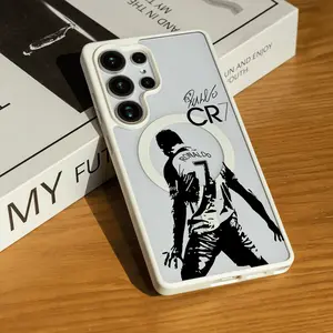 CR7 Ronaldo Silhouette Matte Magnetic Phone Case for SAMSUNG S22/S23/S24/S25/FE/ULTRAP/PLUS Series, Anti-slip and anti-fall, Comfortable grip Acrylic Wireless Fingerprint