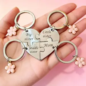 Mother Daughter Keychain for 4,Mother BigSister Middle sister Little Sister Keychain for 4,Sweet Meaningful Gift for Mom for Mother'sDay, Birthday, Christmas or Just Because