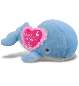 DOLLIBU 13" Large Ocean Theme Blue Whale Stuffed Toy - Super Soft Polyester Plush, Embroidered Heart, Ideal Mother's Day Gift Item