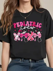 Valentine Pediatric Crew XOXO Nurse Coquette Bow Peds Women T-Shirt