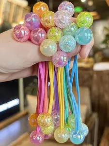 14pcs Random Color Cute Beaded Hair Tie, High Stretch Hair Tie, Fashion Hair Accessories for Women & Girls, Minimalist Headwear Suitable for Thick Hair