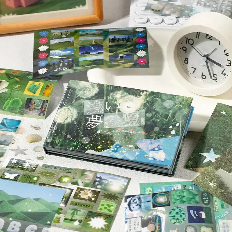 Shallow Dreamland Series Dreamcore Stickerbook - Super Large Capacity 72-Page Decorative Album with 3 Materials, 20 Styles, 2000 Japanese Stickers for DIY Scrapbooking, Junk Journal Aesthetic (Toys & Hobbies), Includes Sticker, Decorative Stickers