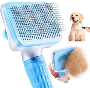 PawGlide Deshedding Tool with Fine Stainless-Steel Bristles & Rubber Top for Dogs & Cats Self-Cleaning Slicker Grooming Brush for Effortless Deshedding and Detangling