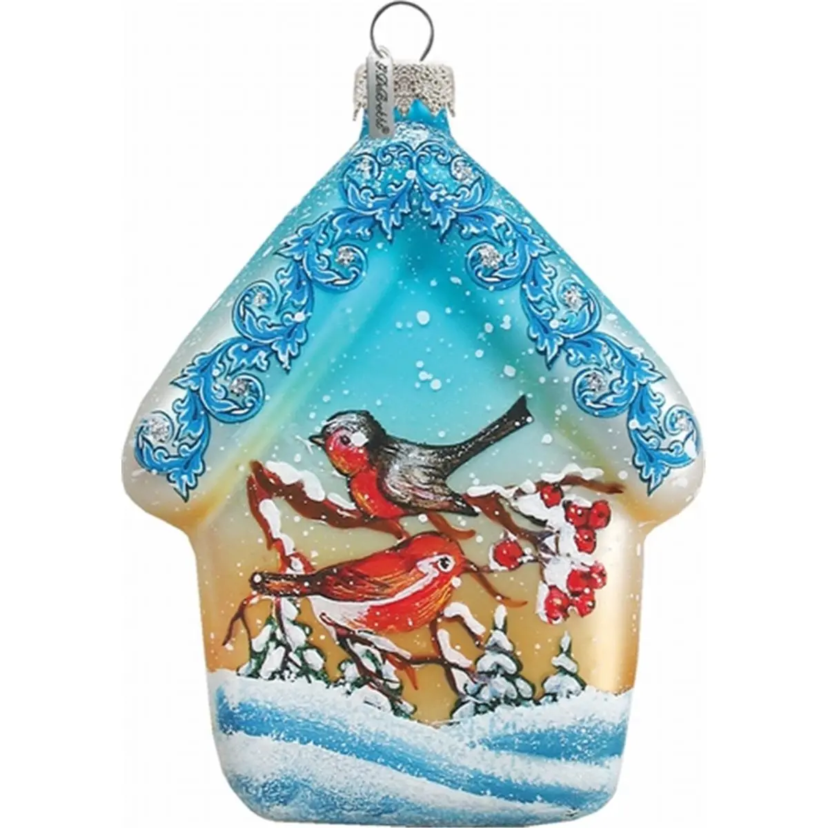 G.Debrekht 739422 Holiday Splendor Transparent Glass Red Robin House Decor, 3.5 in. Landscape Festive Ornament for Home Party Supplies