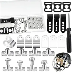 33 Pcs Hockey Helmet Repair Kit Football Helmet Repair Kit Including J Clips R Shape Football Visor Clips Rubber Gaskets Screws with Nuts for Youth Adults Hockey Baseball Sports