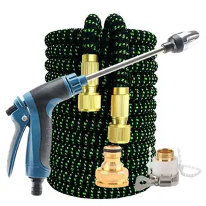 1pc Heavy-Duty Expandable Garden Hose with Leakproof Connectors - Telescoping, All-Season Outdoor Hose for Lawn, Car Washing, Irrigation, Yard - Compatible with American/European Faucets - Garden Hose Nozzle