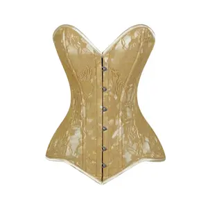 Lavish Beige Lace Overbust Corset Sweetheart Neckline Busk Closure