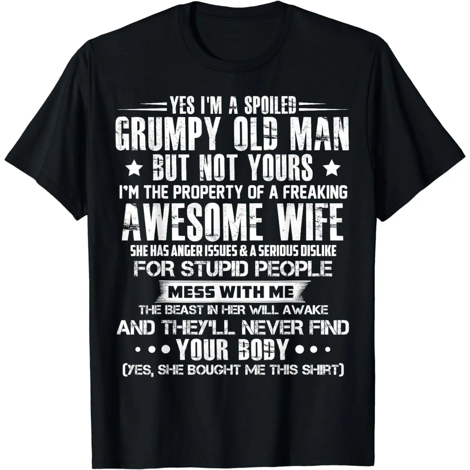 [100% Cotton] Grumpy Old Man T-Shirt Warns About Awesome Wife’s Wrath.