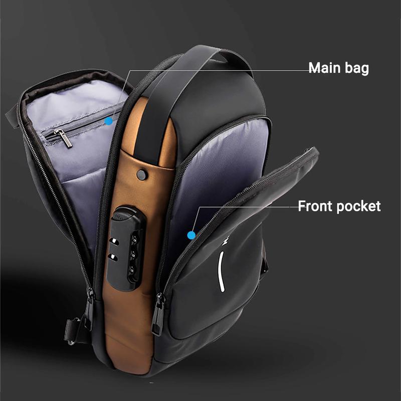 2025 Men's Crossbody Bag - Anti-Theft with Password Lock, Large Travel Bag Multi-Layer Storage, Detachable Strap, Durable & Stylish