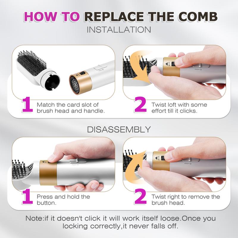 5-in-1 Curling Iron Set, Curling Wand with 1 straightening brush 1 hair dryer and Interchangeable 3 Curling Irons, Dual Voltage Hair Waver