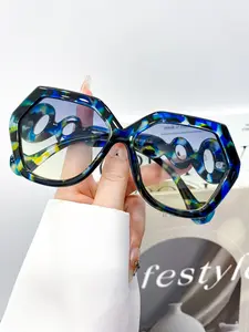 New Fashion Vintage Large Frame Multifaceted Glasses, High-Quality Simple Versatile Daily Casual Wear Decorative Eyewear for Men and Women, Vintage Style Glasses