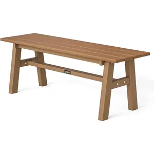 VINGLI 47” Outdoor Bench Garden Bench HDPE Porch Bench w/Metal Legs, Poly Lumber Patio Bench, 660 LBS Capacity Outdoor Backless Bench