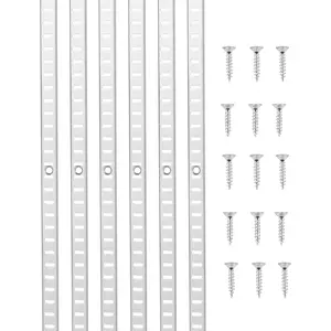 【Spotlight Day】VEVOR Shelf Pilaster, 36.3-inch 6 Pack, Adjustable Shelf Brackets Stainless Steel Mortise Mount Pilaster Strip Standards with 24 Screws, Suitable for Wall Shelving System Cabinet Closet Organization
