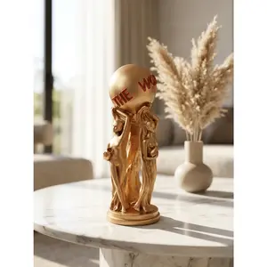 Vintage European-Style 3 Graces Resin Figurine, Gold-Finish Goddess Sculpture, Creative Art Statue for Living Room Desk Tabletop Decoration Preserved Angel Real