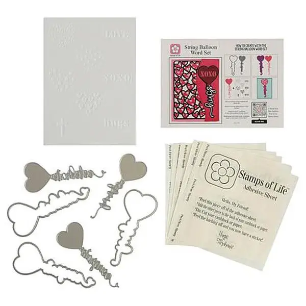 Crafts & Sewing Stamps of Life String Balloon Word Die and Stencil Kit