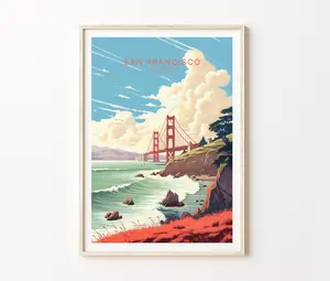 San Francisco Travel Poster No Frame, Minimalist San Francisco Travel Poster , California Golden Gate Bridge Wall Art, City Travel Wall Decor