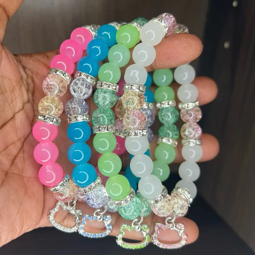 Shimmer Kitty Beaded Bracelet| Handmade Beaded Bracelet| Shimmer Kitty Beaded Bracelet| Handmade Beaded Bracelet|