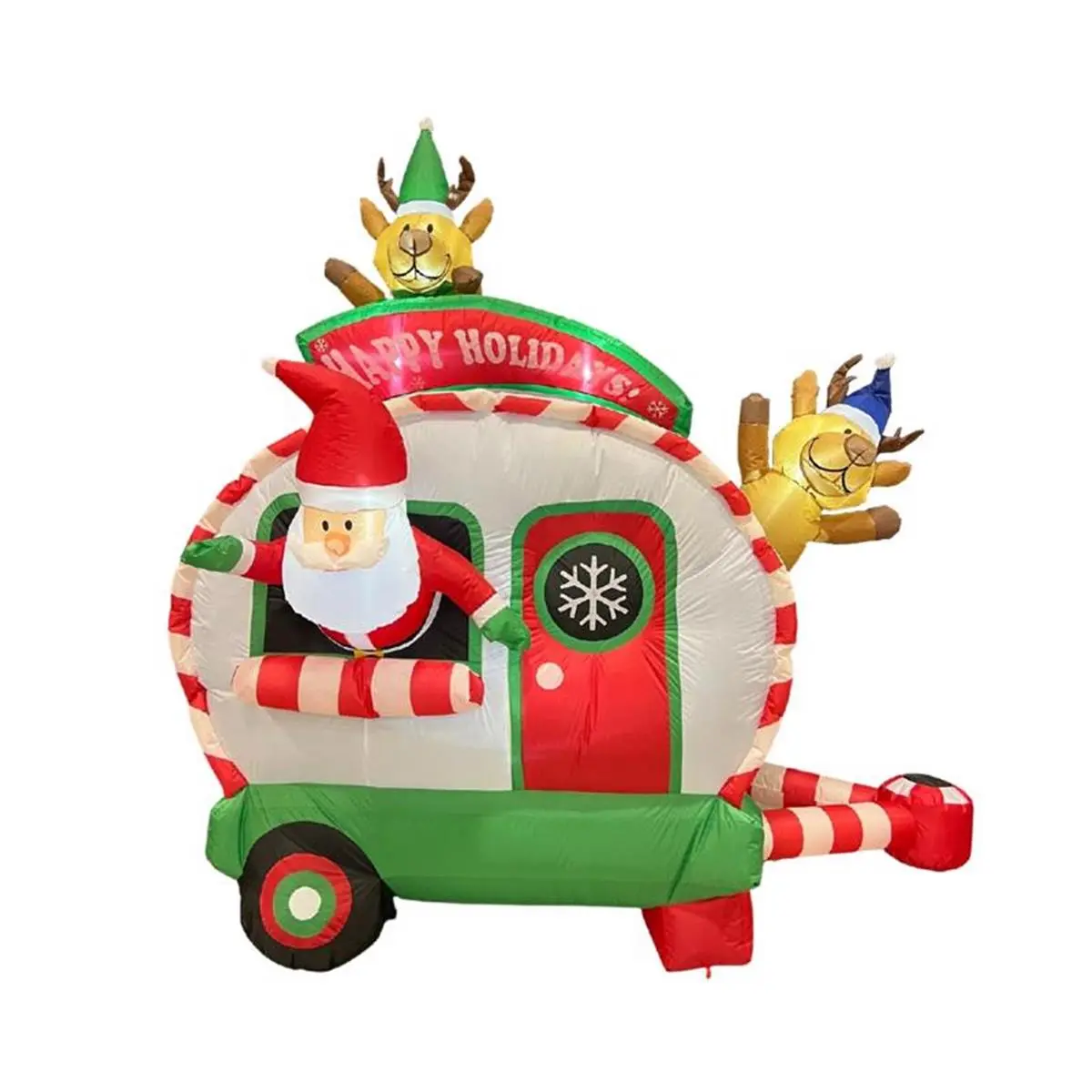 212 MAIN 7.5ft Length Christmas Camper Inflatable Decoration, Santa Motif, Plug-in Light, Plug-in Power Supply, Holiday Season, Constant Light, Yard Decoration, Yard Decorations Outside
