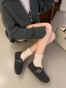 Women's Fall Winter Woolen Boots, Warm Vintage Style Round Toe Shoes, 3cm Height Increase Fur Lined Booties for Women