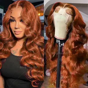 Gabrielle Hair 28 30 32 Inch Ginger Orange Body Wave Wig Human Hair 180 Density 33# 13x4/13x6 Lace Front Wigs Human Hair For Women 13X6 13X4 Transparent Lace Frontal Wigs Human Hair FallFreshness TikTokShopBlackFriday