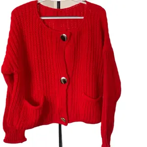 Red Long Sleeve Chunky Knit Sweater