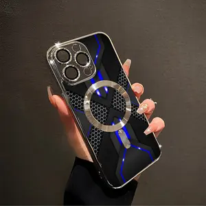 Aesthetic Electroplated TPU Casing For iphone 16 15 14 PRO MAX PLUS Metal Magnetic MagSafe Creative Personalized New Patterns Soft Silicone Shockproof Protector Phone Cases Shell Cover