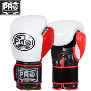 ProBoxing Leather Boxing Gloves – (White & Red) – Training Boxing Gloves for Boxing, MMA, Muay Thai & Sparring – Durable Genuine Leather, Wrist Support, Impact Protection