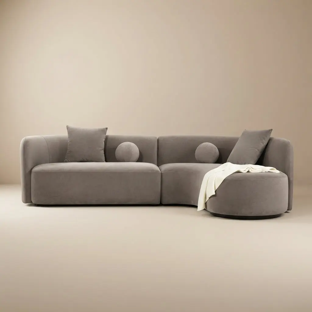 Revello Contemporary Light Brown Chenille 112-Inch Sectional Sofa