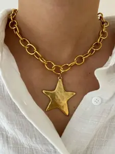 Starfish Pendant Chunky Chain Necklace, Beach Style Jewelry for Women, Summer Vacation Accessory