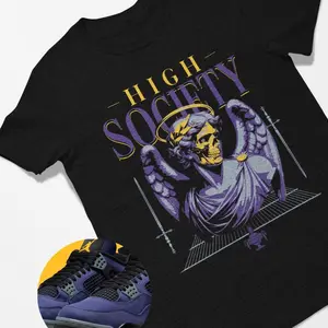 Hierarchy Jordan 4 Imperial Purple Matching Sneaker T-Shirt Sweatshirt Hoodie - Men's Sneakerhead Graphic Tee, Soft Comfortable Casual Wear G7BJ