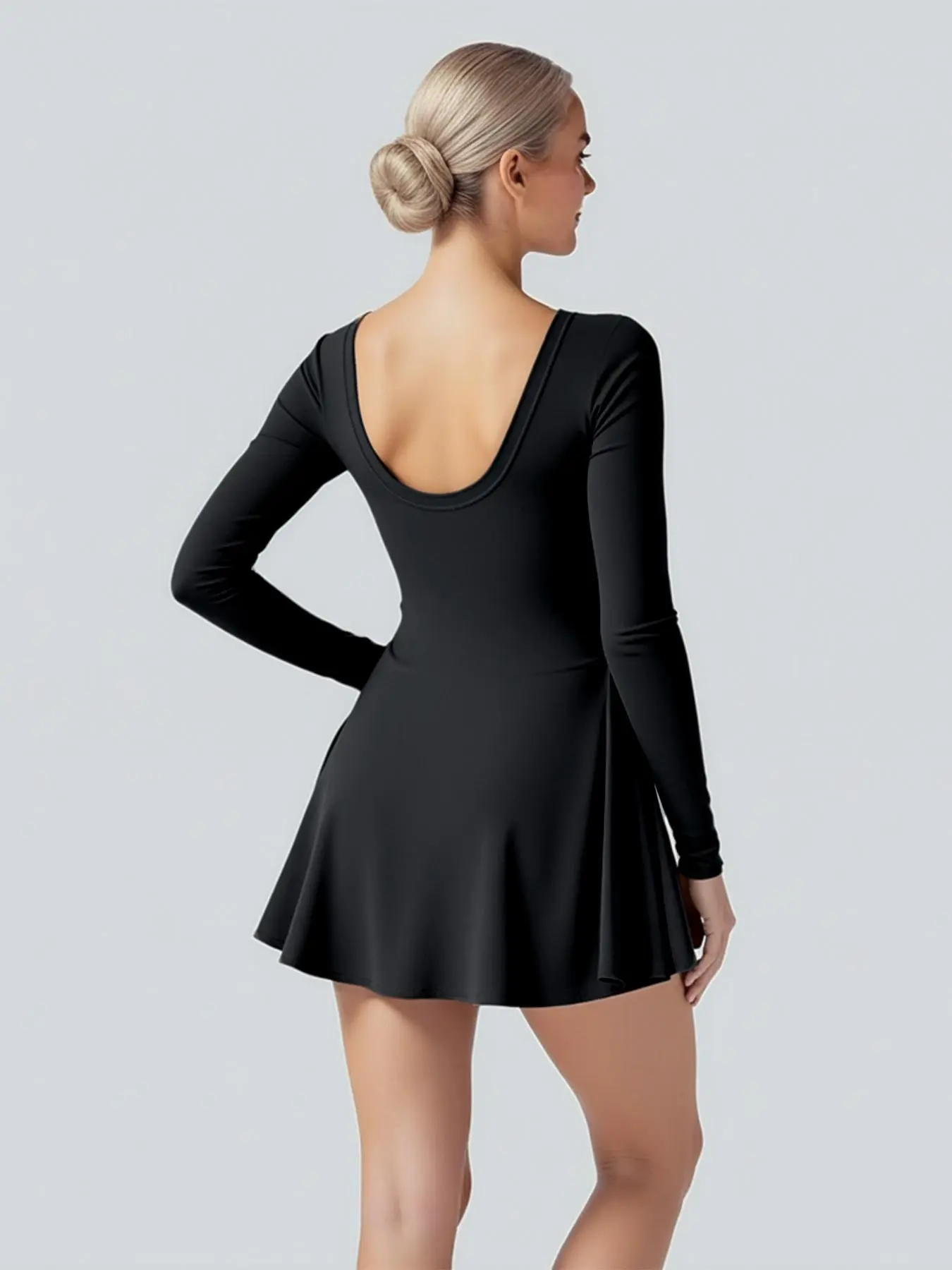 Vitalinovo Female Long-Sleeve Activewear Dress - High-Neck Solid Workout  Athletic Dress with Wrap Skirt, Built-In Shorts, 92% Nylon 8% Elastane,  Machine Washable for Tennis, Golf - TikTok Shop
