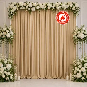 Scuba Polyester Event Backdrop Curtain Beige 10ftx10ft Durable Flame Resistant Wrinkle-Free Photography Drape Panel With Rod Pocket