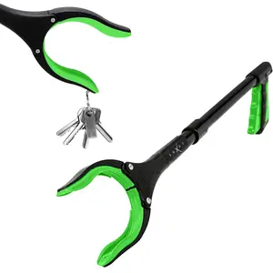 Tool 19 Inch Long, Foldable Pick Up Stick - Grip Tip - Trash Picker Claw Tool Elderly Wheelchair Mobility Aid (Green)
