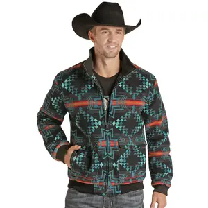 ROCK&ROLL COTTON AZTEC BOMBER COAT BLACK-RRMO92RZX4