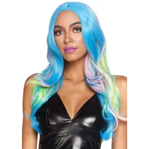 Women's Long Synthetic Wig, 27-Inch Multi-Color Hair with Soft Beachy Waves for Mermaid Theme Outfits, Festivals and Cosplay