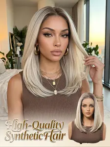 Women's 14" Ash Blonde Bob Wig | 13x4 HD Transparent Lace Natural Looking Heat Resistant Synthetic Wig